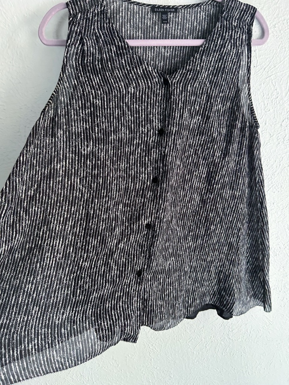 Eileen Fisher Elemental Printed Silk Top Blouse Button Down Sleeveless Medium - Picture 5 of 7